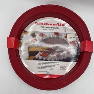 NEW KitchenAid Silicone‎ Cake Pan 9" Red Round Baking Bakeware